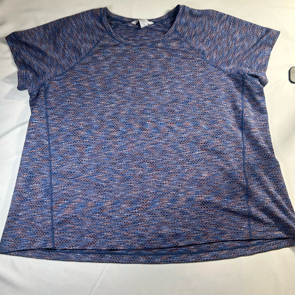 Women’s Multicolor Short-Sleeve Performance Mesh Top 1X